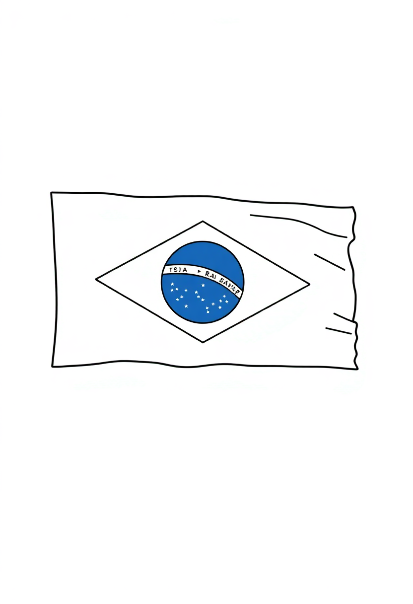 Brazilian Flag coloring page, free printable
