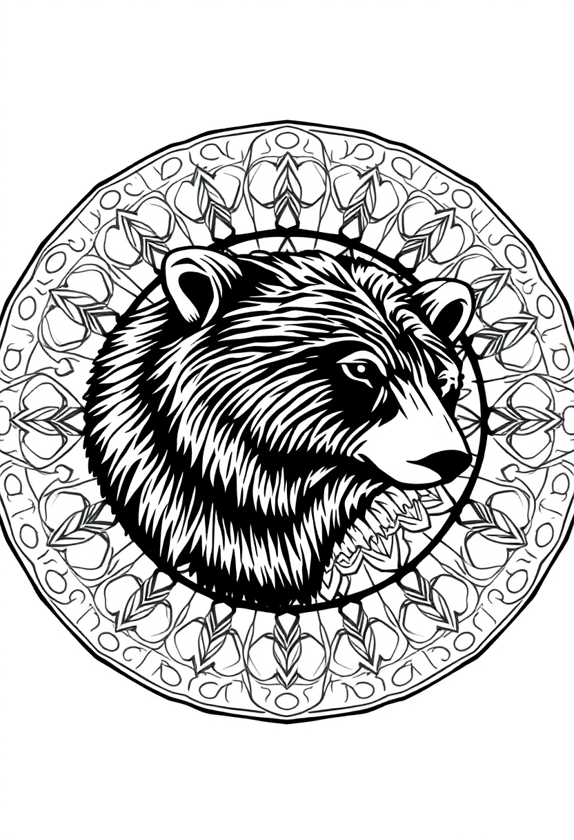 Brown Bear in Forest coloring page, free printable