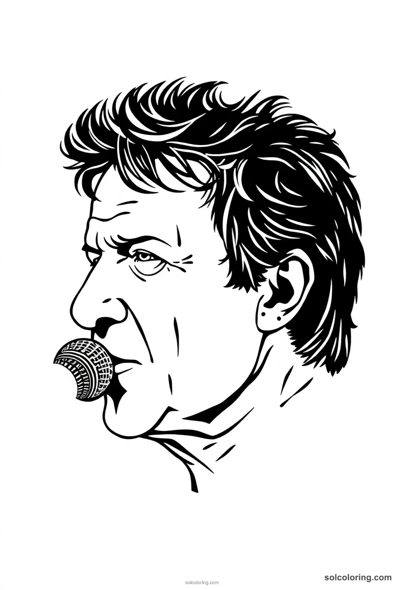 Illustrated Portrait Bruce Springsteen illustrated portrait coloring page for kids