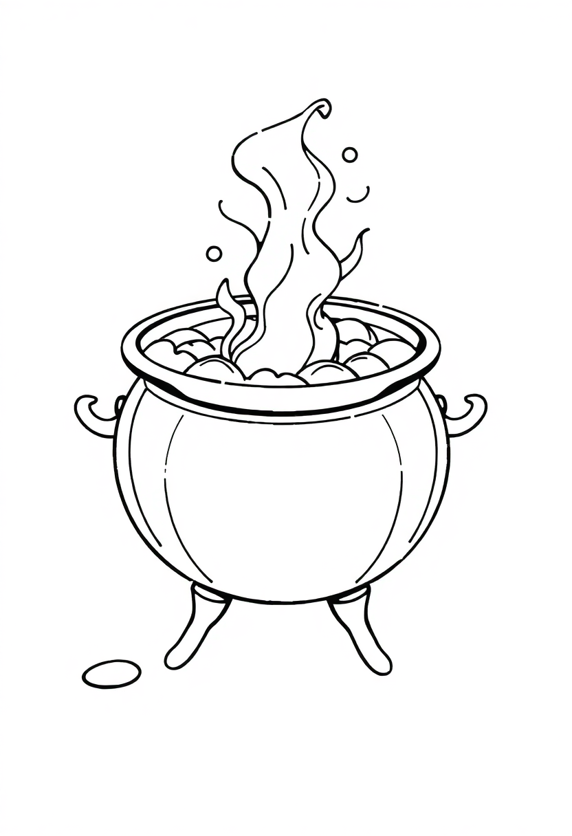 Bubbling Potion Cauldron coloring page for kids