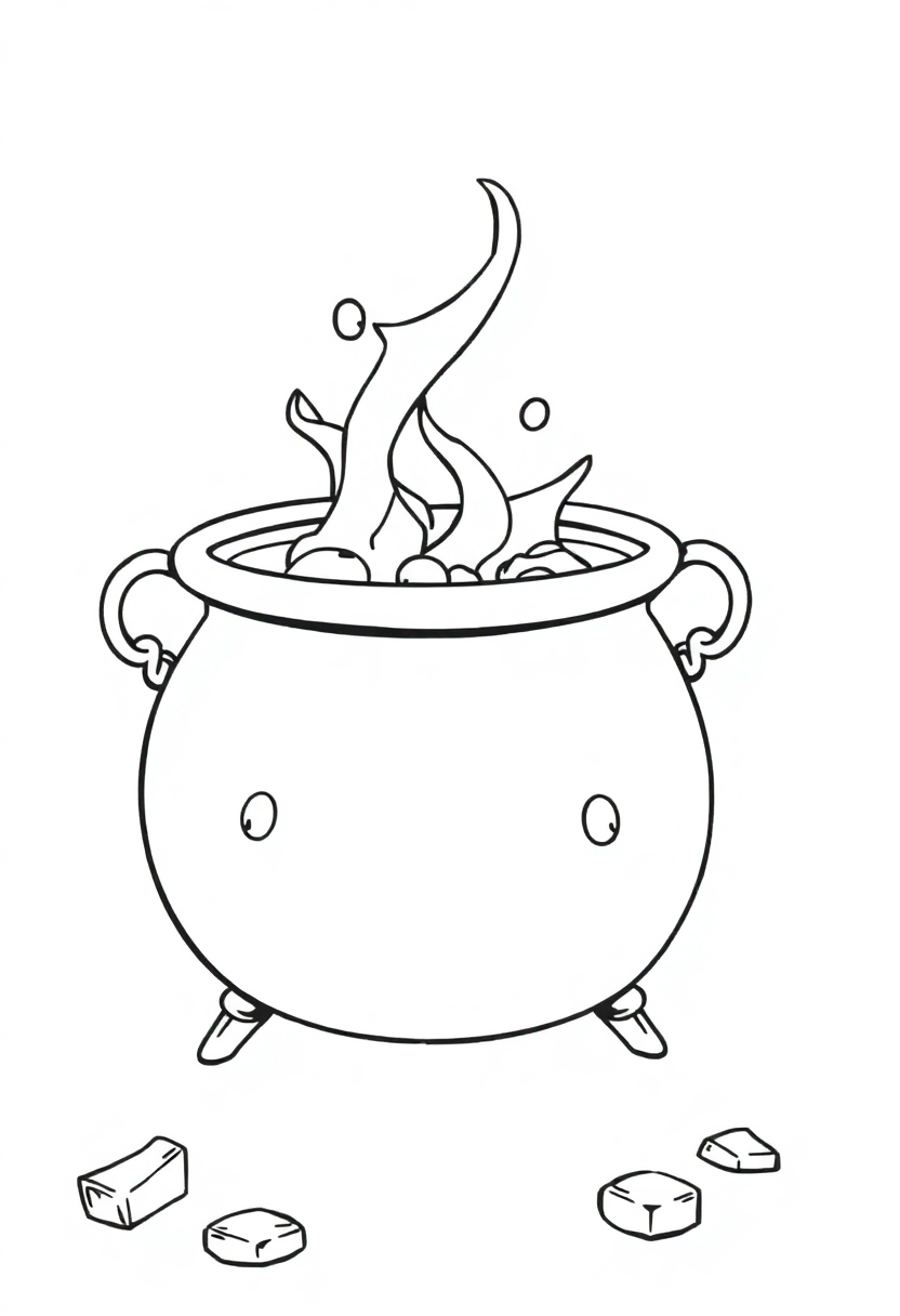 Bubbling Potion Cauldron coloring page for kids