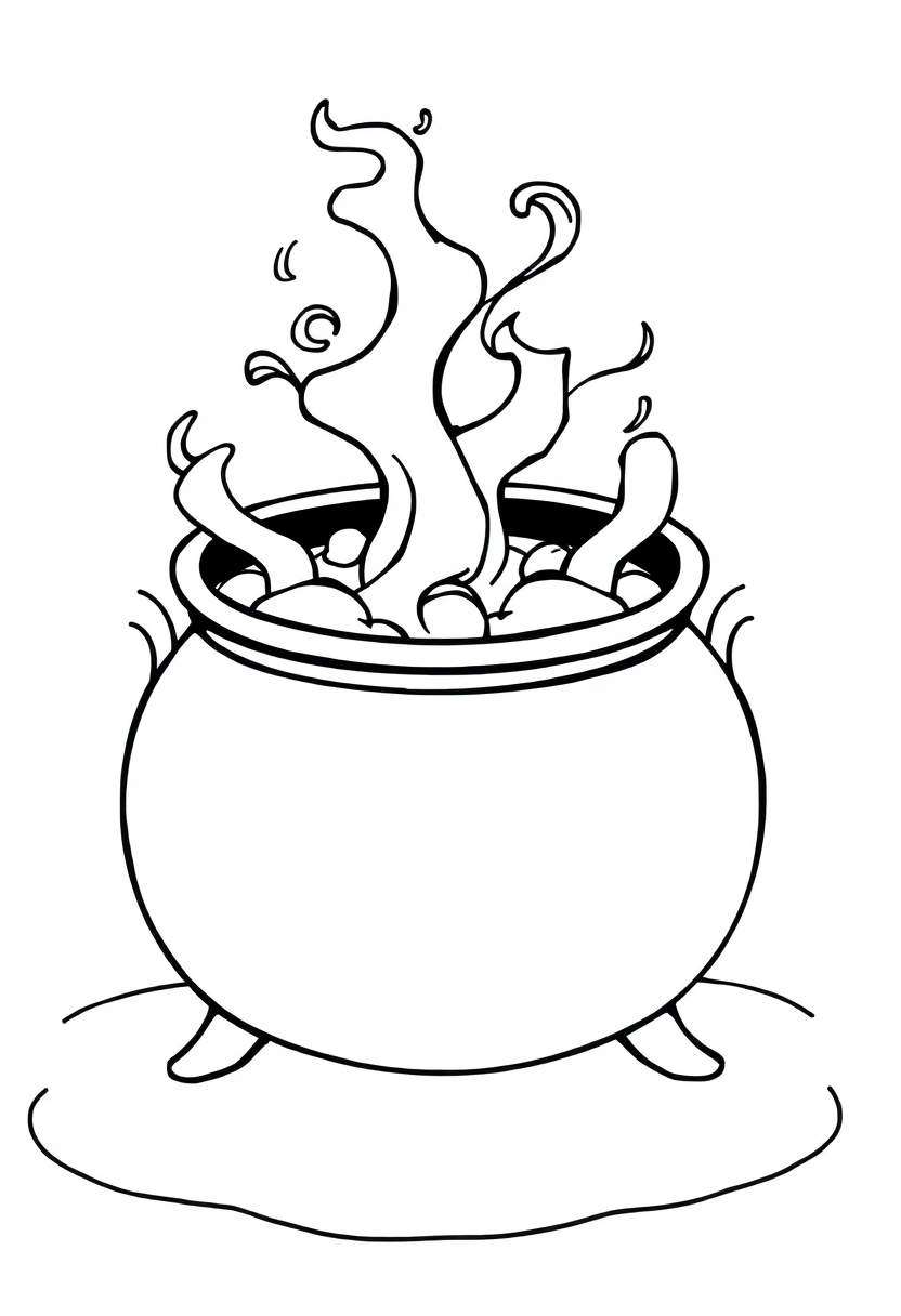 Bubbling Potion Cauldron coloring page for kids