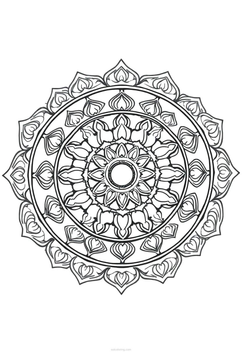 Buddhist Wheel of Dharma coloring page for kids