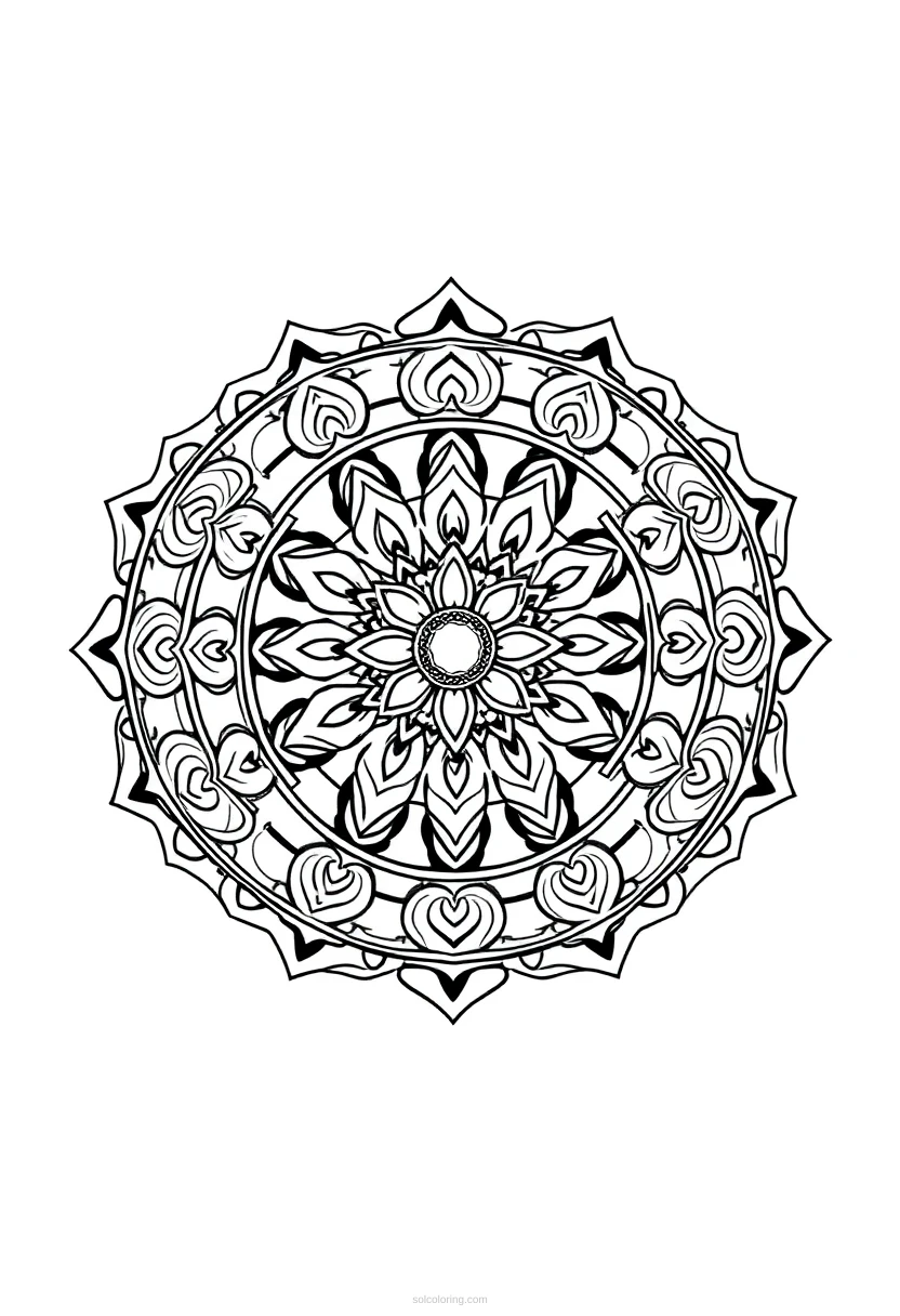 Buddhist Wheel of Dharma coloring page for kids