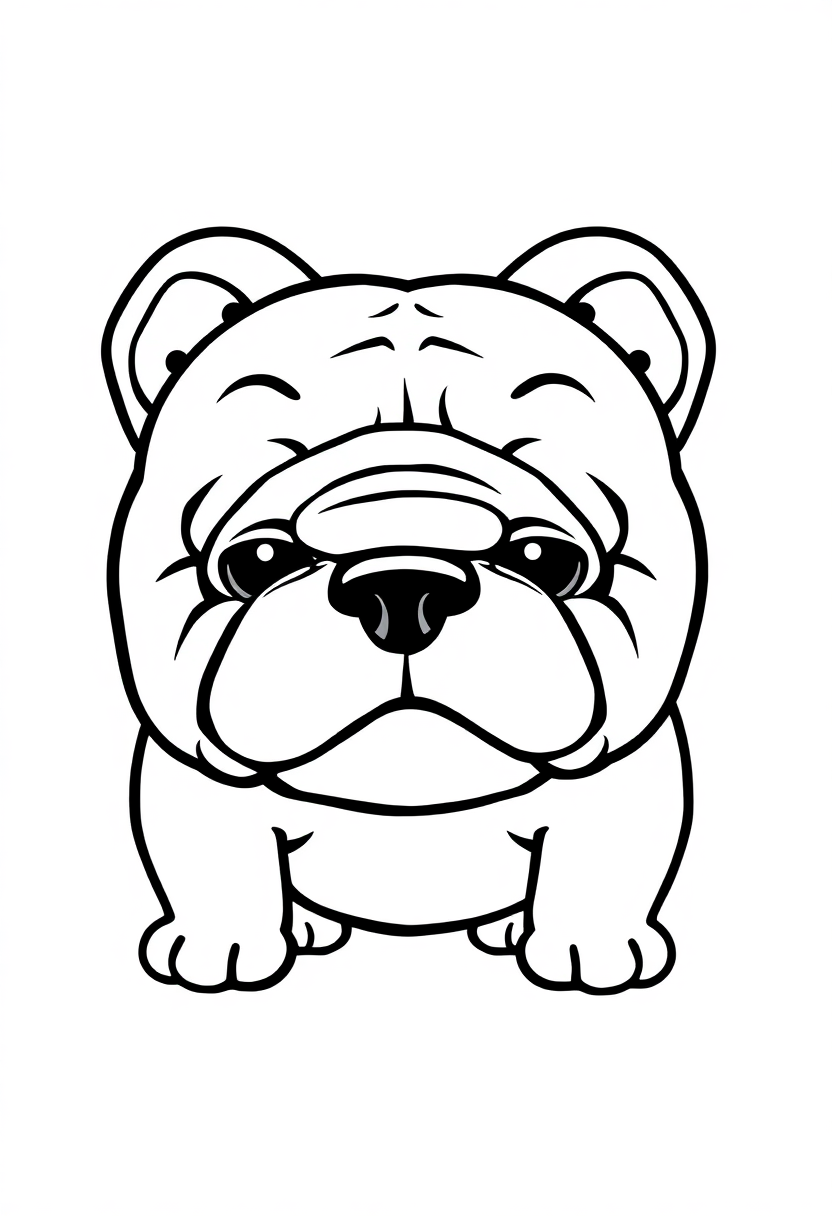 Bulldog with Wrinkled Face coloring page, free printable