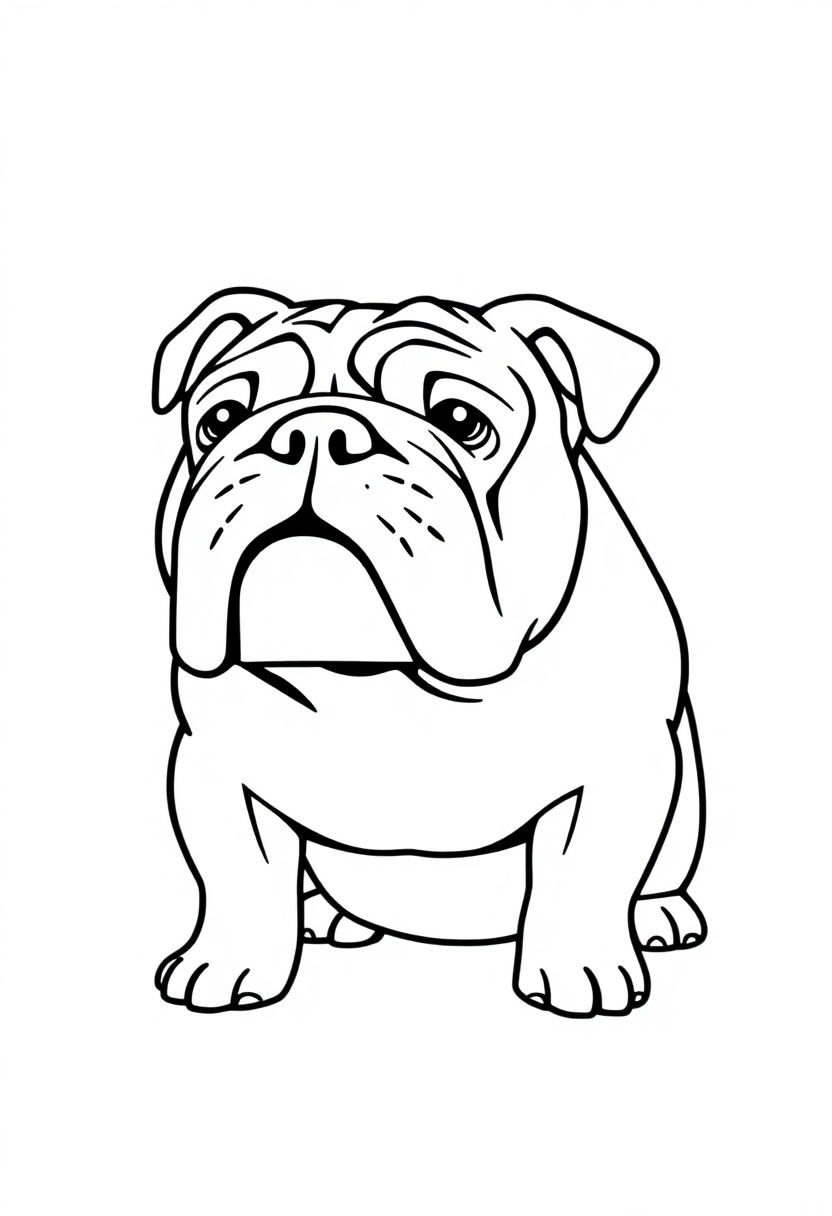 Bulldog with Wrinkled Face coloring page, free printable