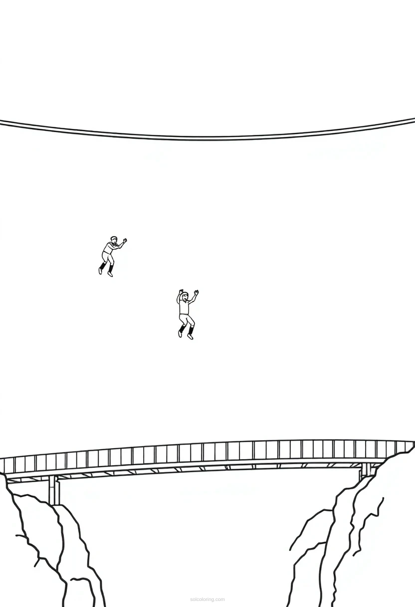 Bungee Jumping From Bridges coloring page for kids