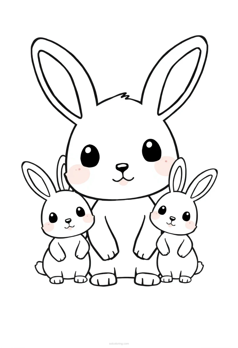 Bunny Family Portrait coloring page for kids