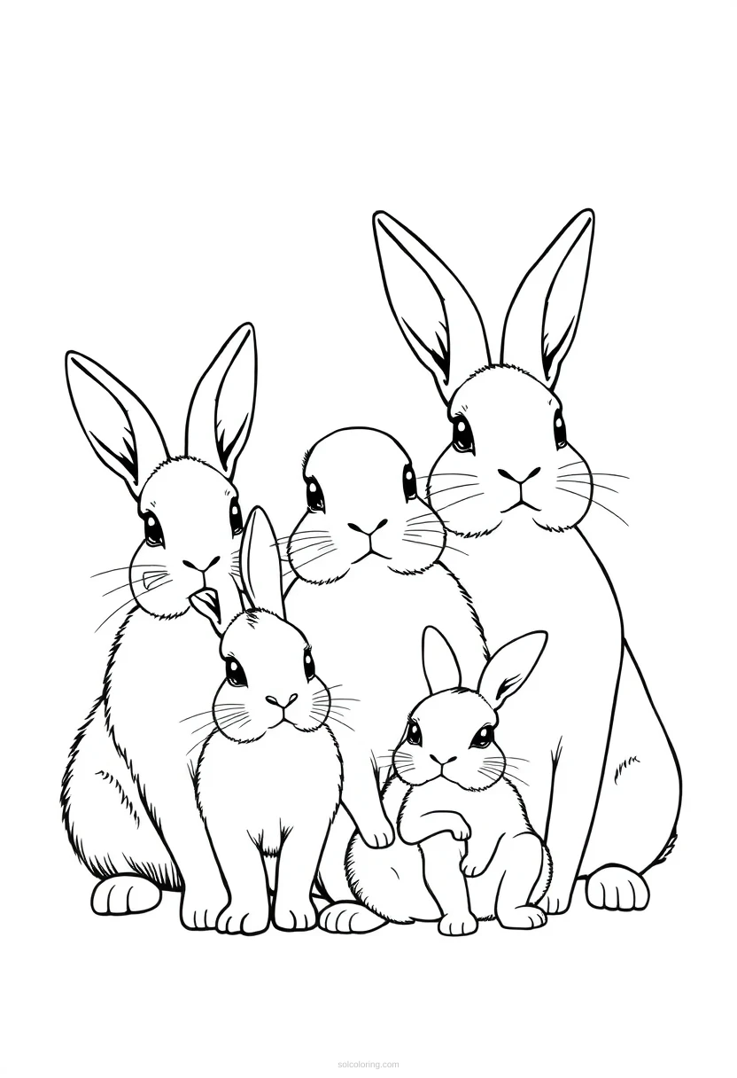Bunny Family Portrait coloring page for kids
