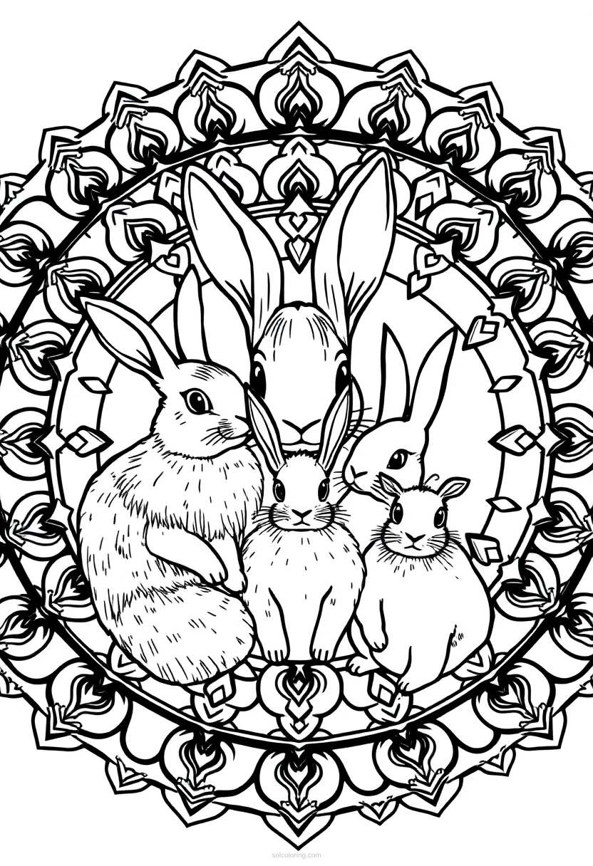 Bunny Family Portrait coloring page for kids