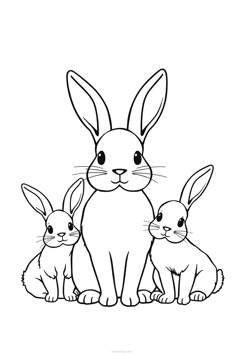 Bunny Family Portrait coloring page for kids