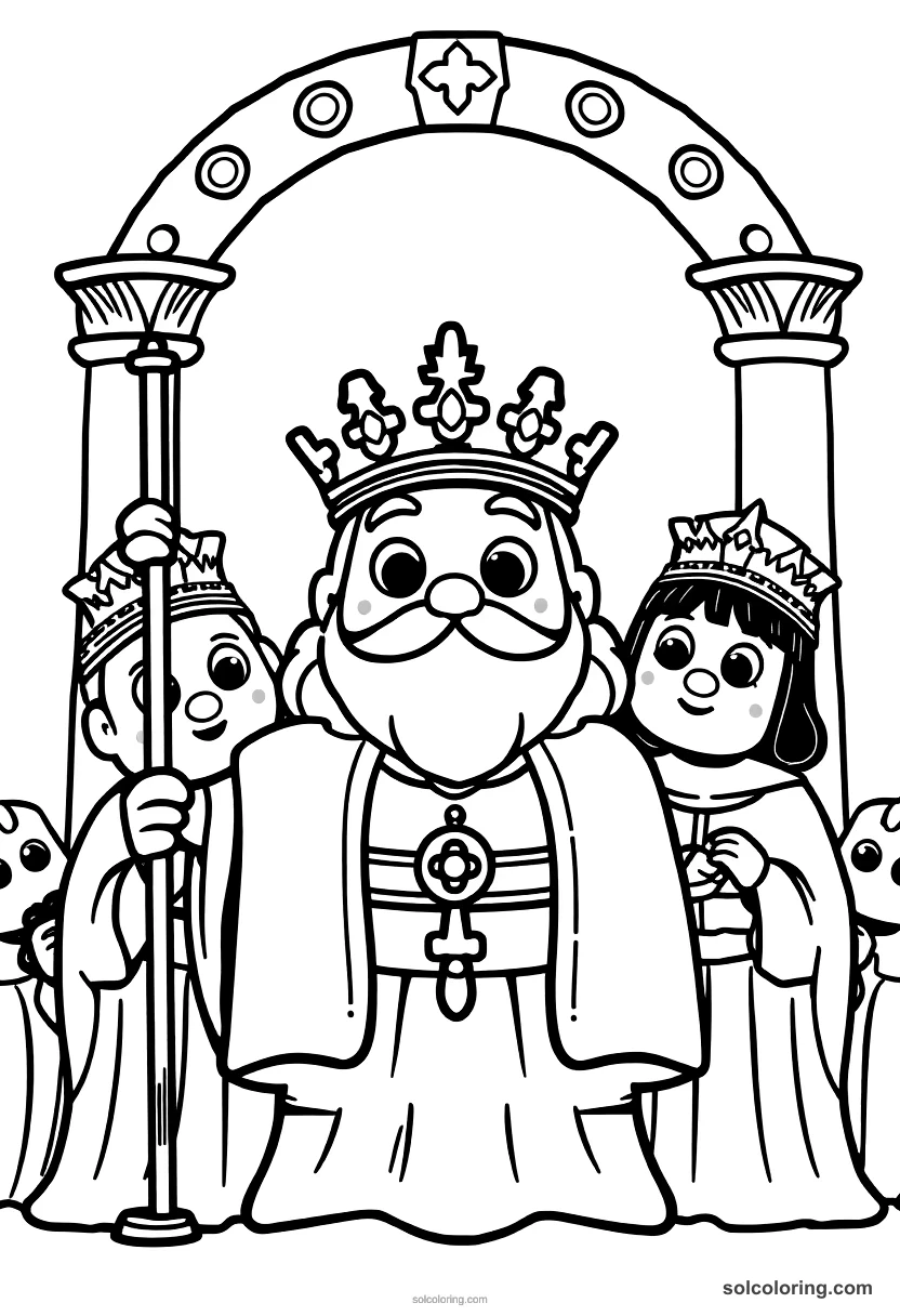 Cute Cartoon Byzantine Emperor's Coronation Ceremony cute cartoon coloring page for kids