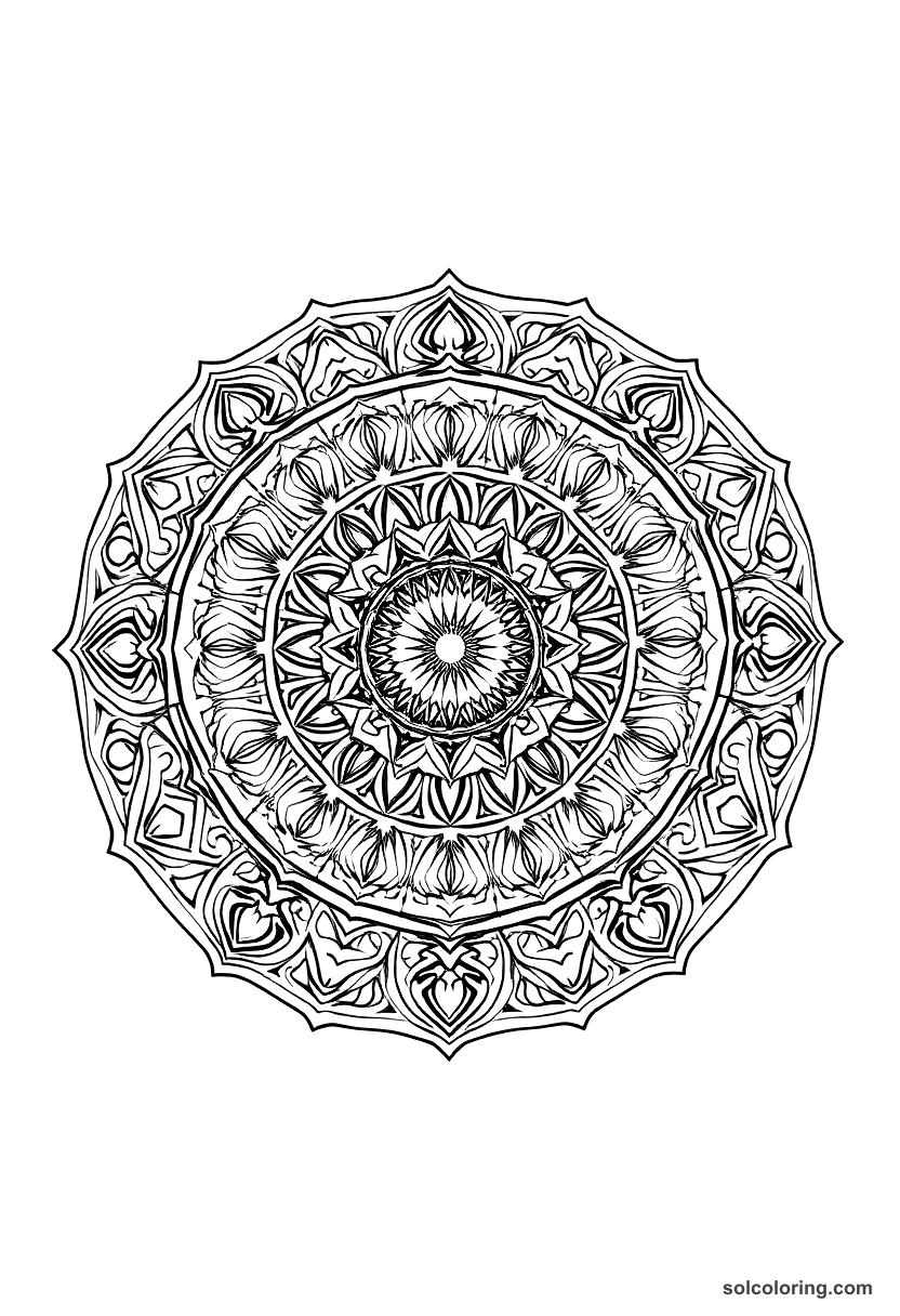 Mandala Byzantine Emperor's Coronation Ceremony coloring page, free printable mandala style