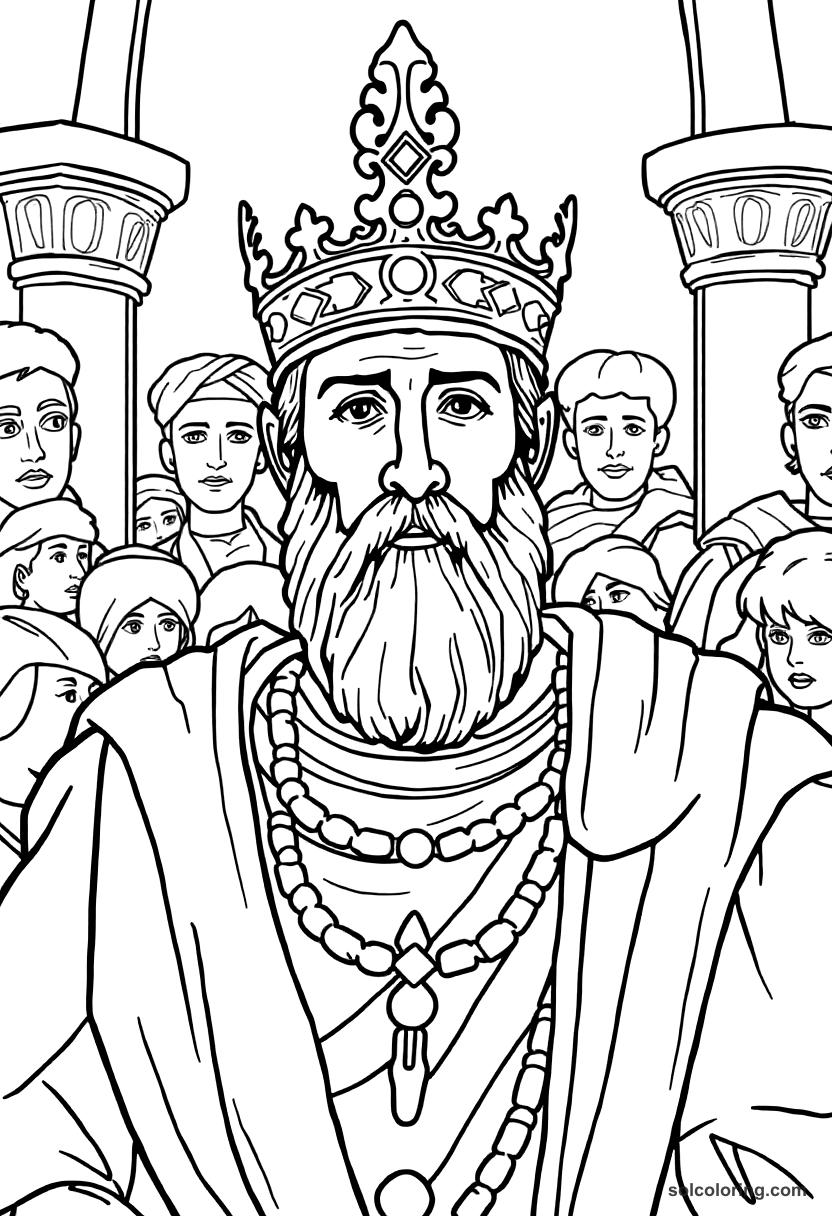 Byzantine Emperor's Coronation Ceremony coloring page, free printable realistic style