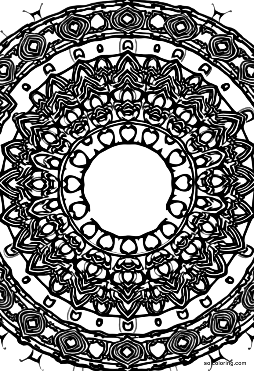 Mandala Byzantine Mosaic Workshop coloring page with intricate geometric patterns and ornate circular design elements
