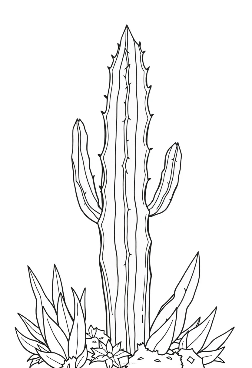 Cactus coloring page for kids