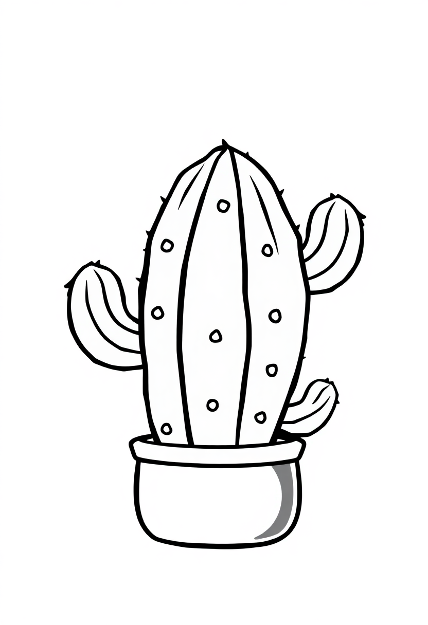 Cactus coloring page, free printable