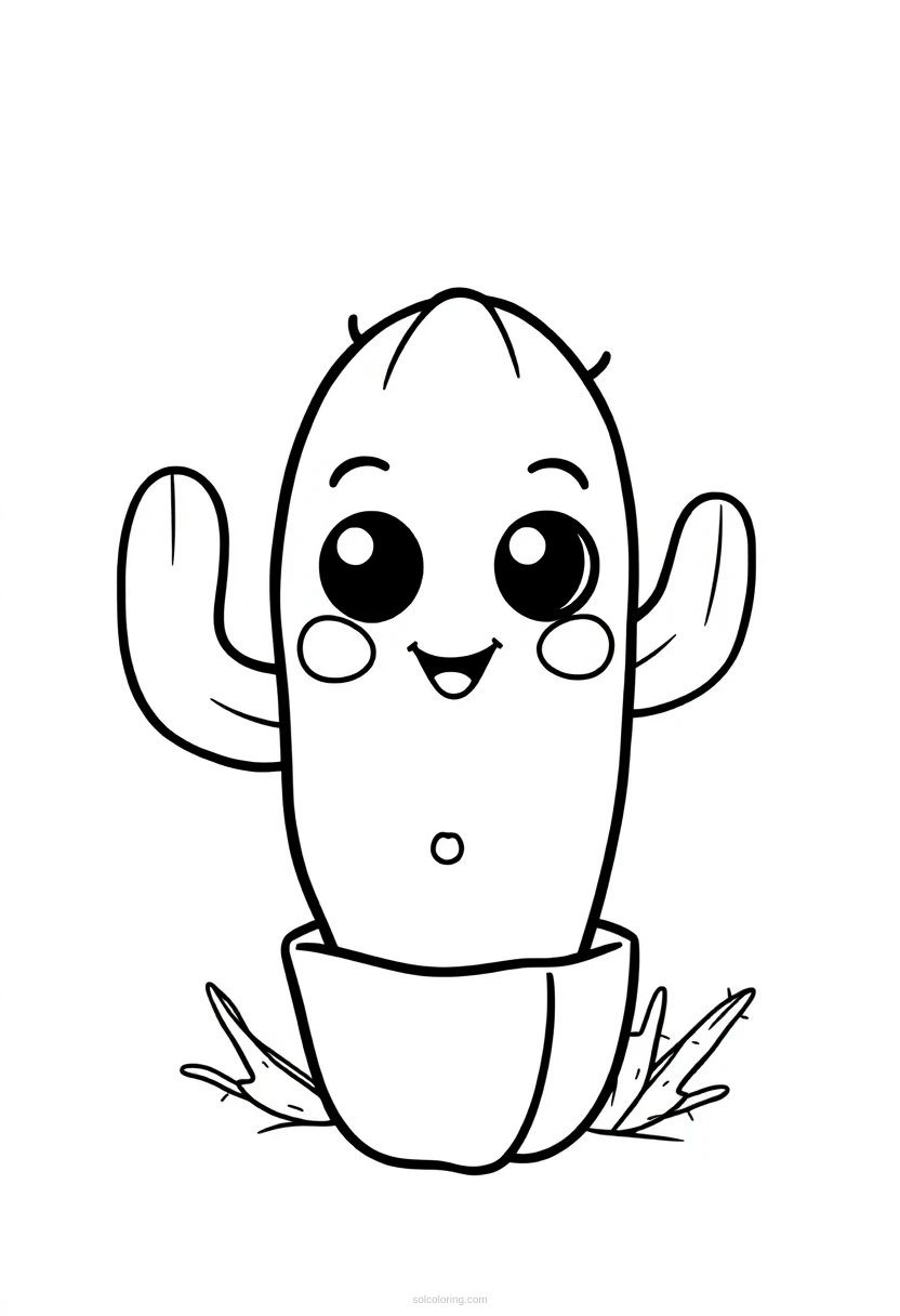 Cactus coloring page for kids