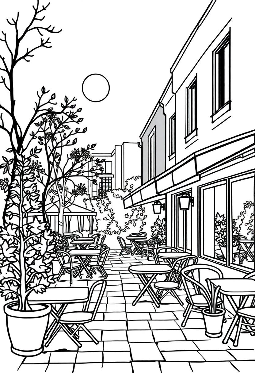 Cafe Terrace At Night coloring pages