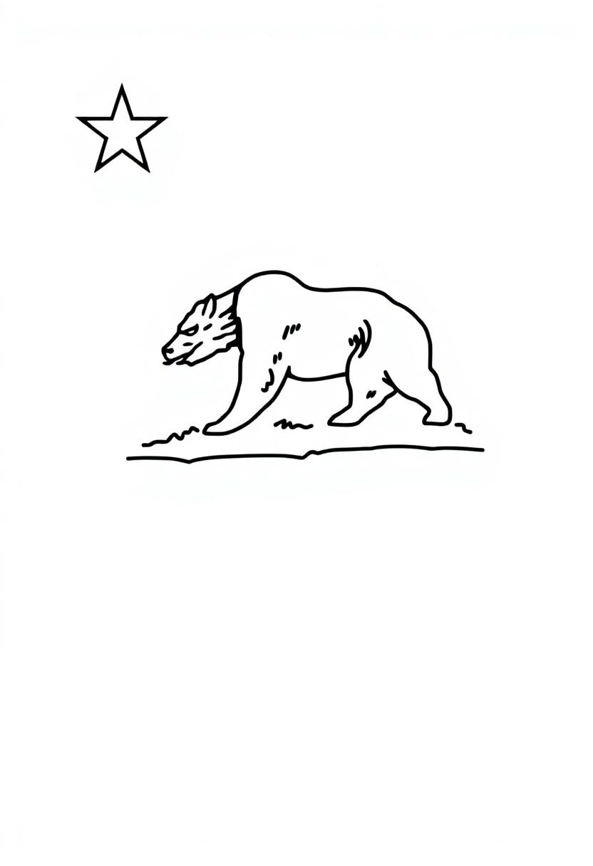 California State Flag coloring page, free printable
