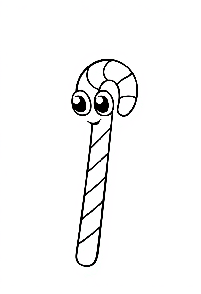 Candy Cane coloring page, free printable