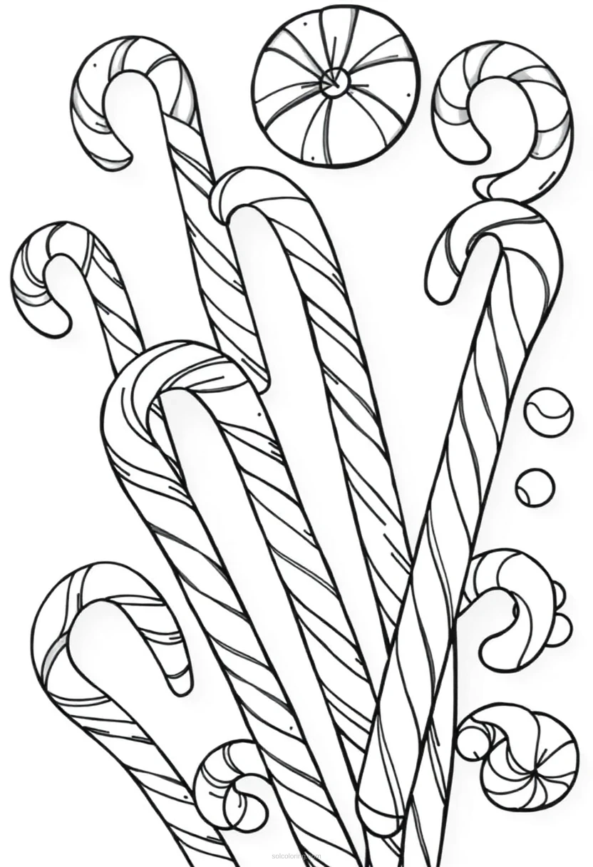 Candy Canes and Peppermints coloring page for kids