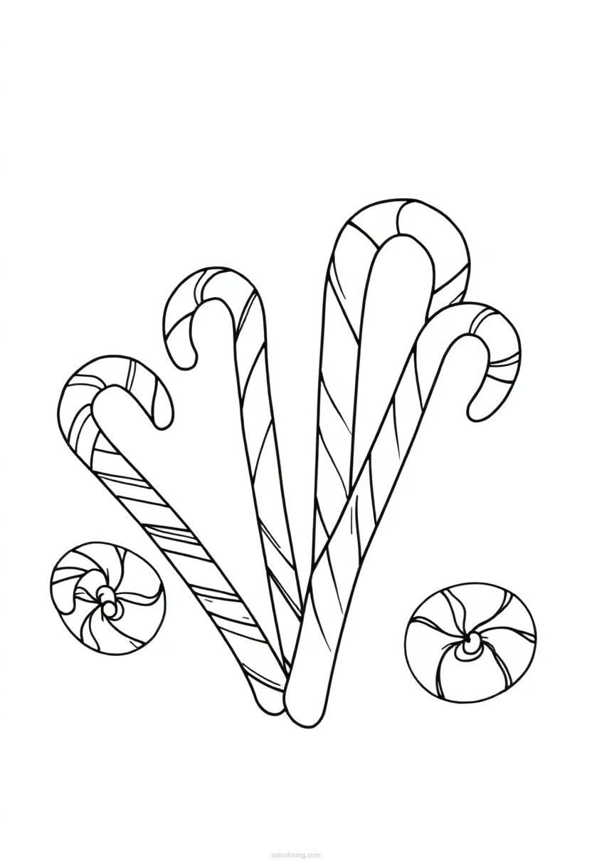 Candy Canes and Peppermints coloring page for kids