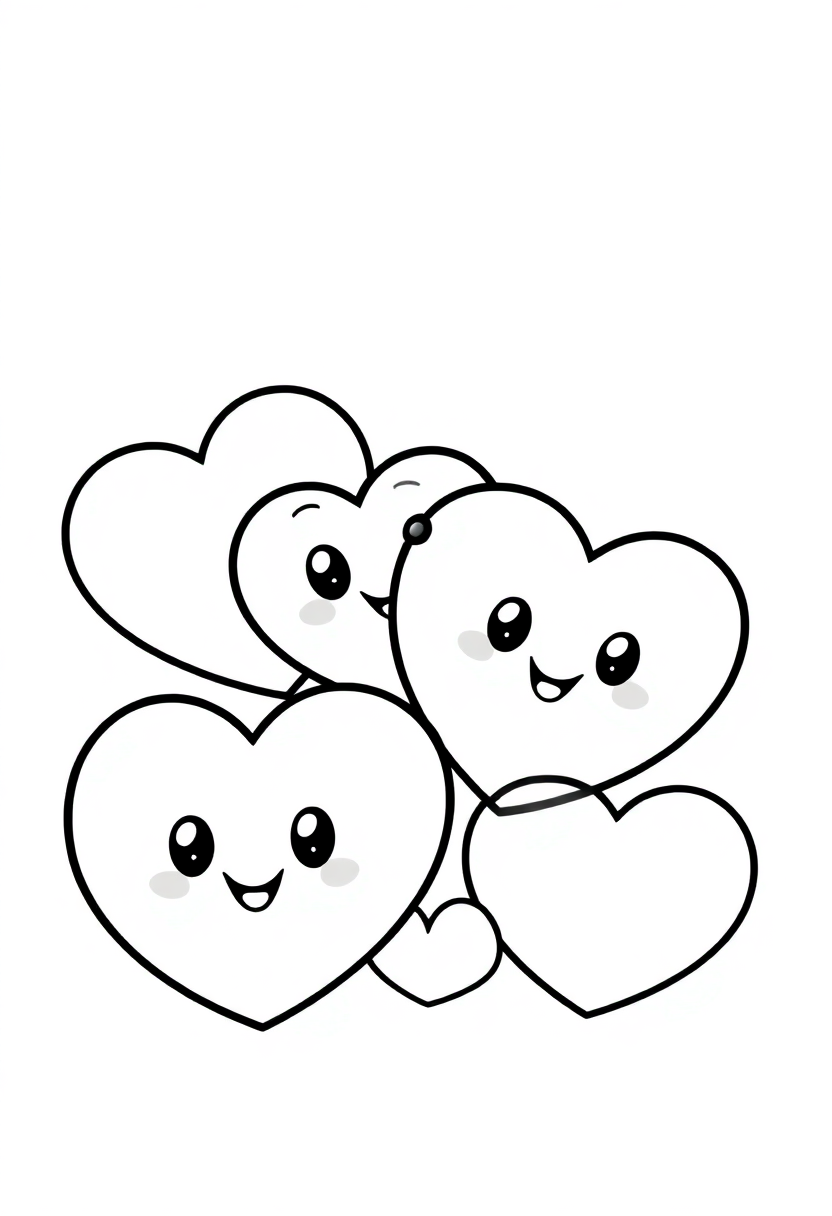 Candy Hearts coloring page, free printable