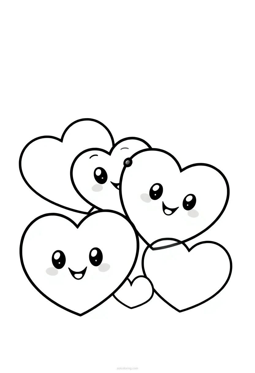 Candy Hearts coloring page for kids