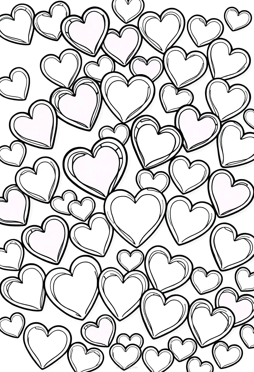 Candy Hearts coloring page for kids
