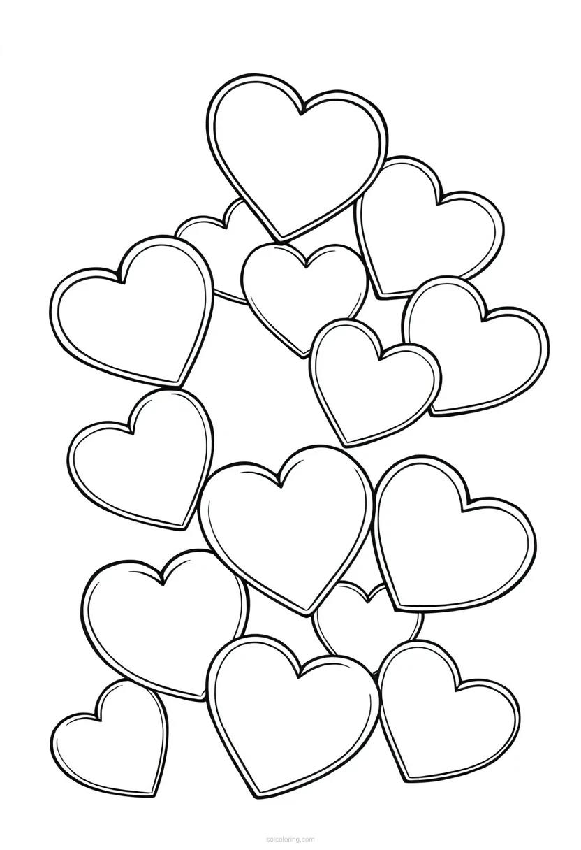 Candy Hearts coloring page for kids