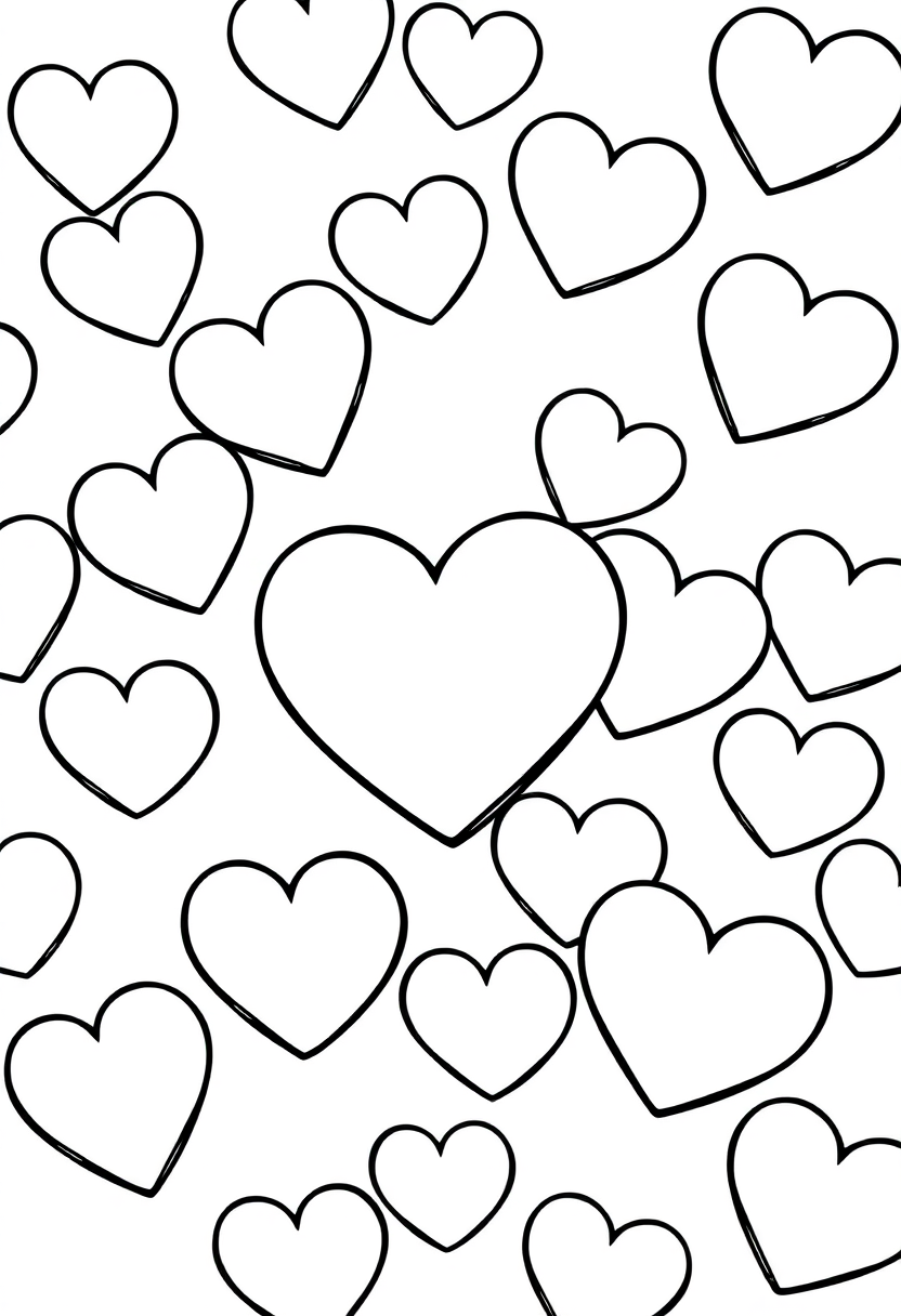 Candy Hearts coloring page, free printable
