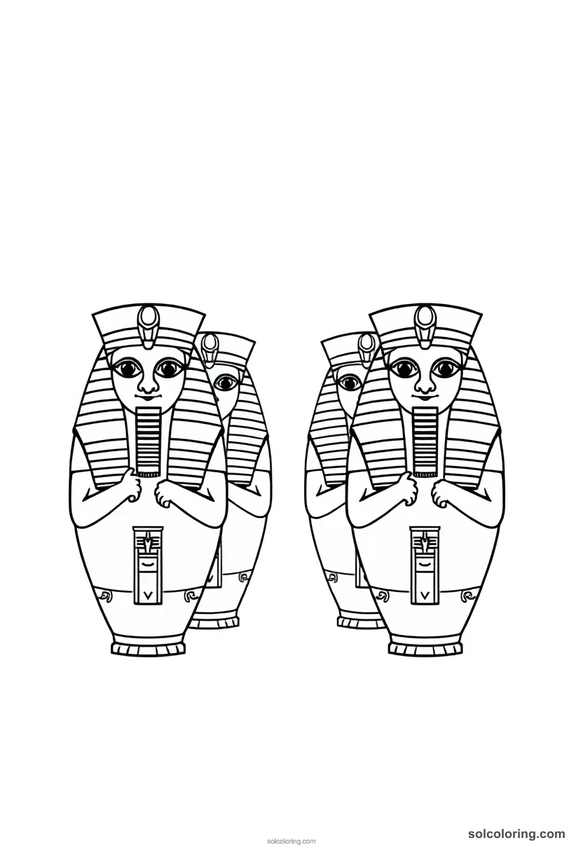 Chibi Canopic Jars of the Four Sons of Horus chibi coloring page for kids