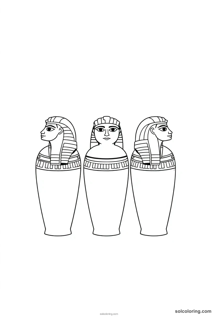 Simple Canopic Jars of the Four Sons of Horus simple coloring page for kids