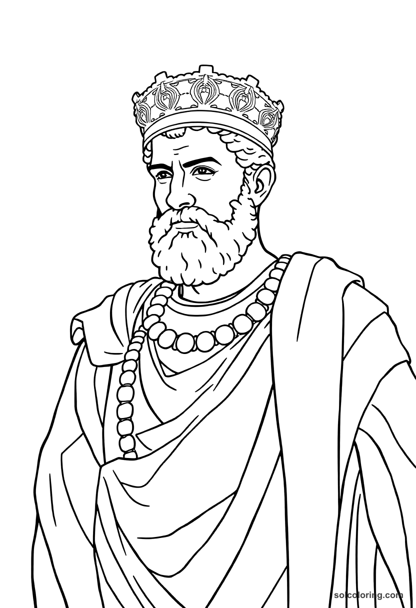 Caracalla Granting Citizenship coloring page, free printable realistic style