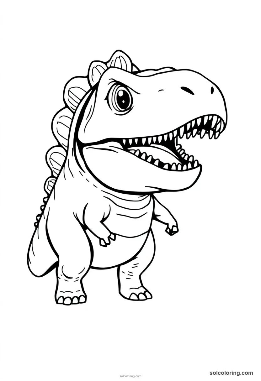 Chibi Carcharodontosaurus chibi coloring page for kids