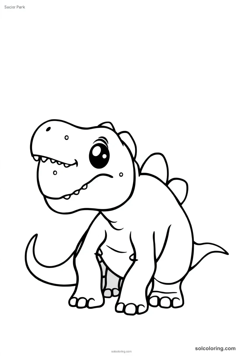 Cute Cartoon Carcharodontosaurus cute cartoon coloring page for kids