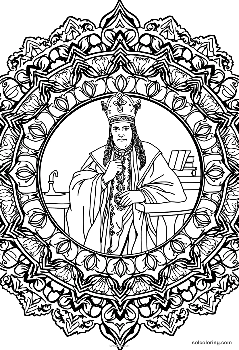 Mandala Cardinal Richelieu in His Study mandala coloring page for kids