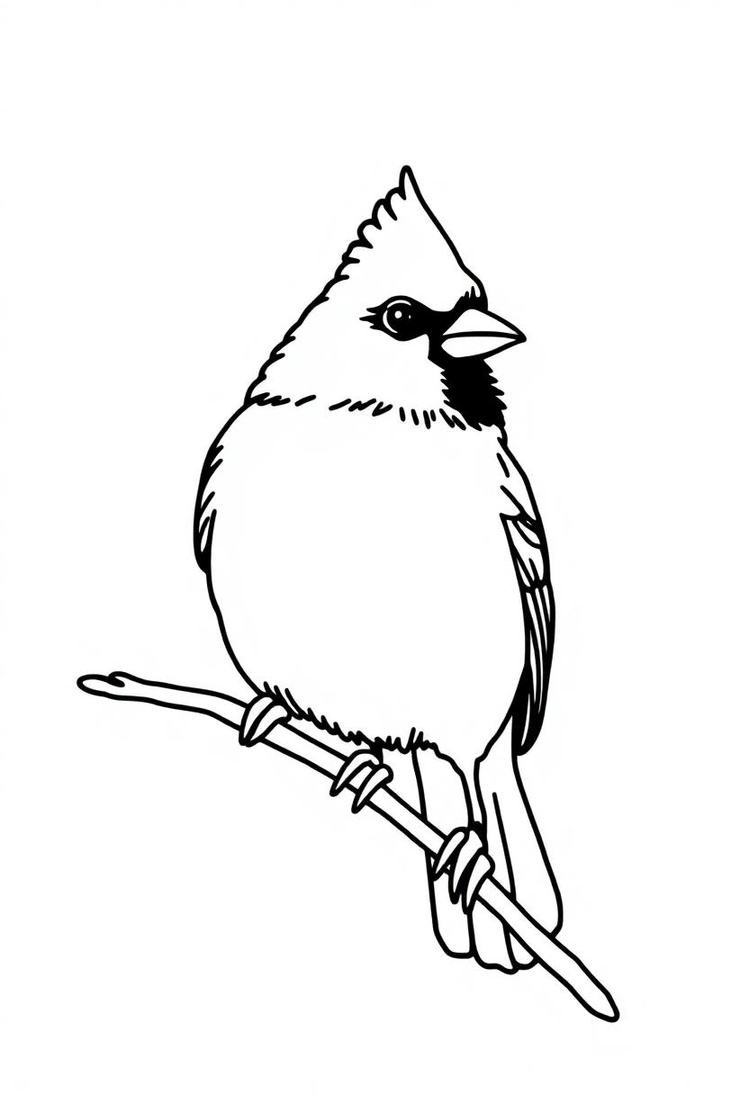 Cardinal coloring page, free printable standard style for kids and adults