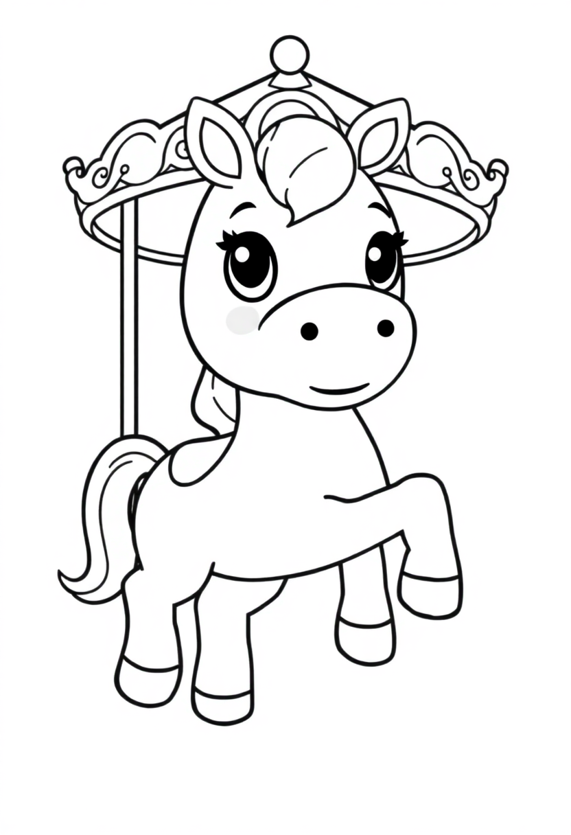 Carousel Horse coloring page, free printable