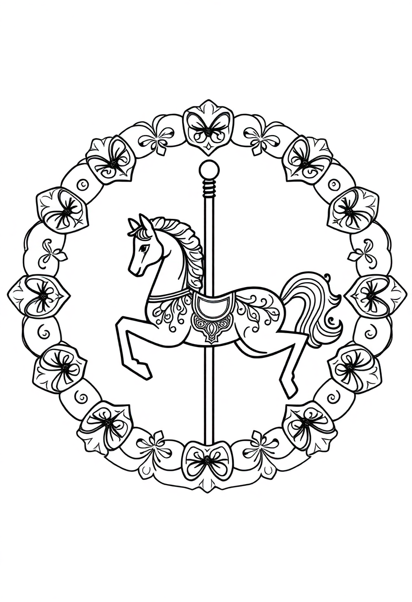 Carousel Horse coloring page, free printable
