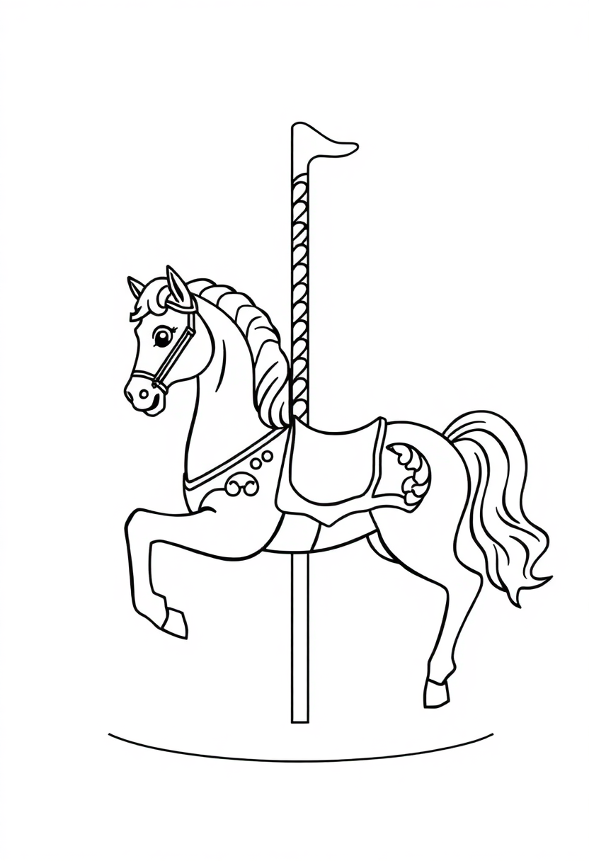 Carousel Horse coloring page, free printable