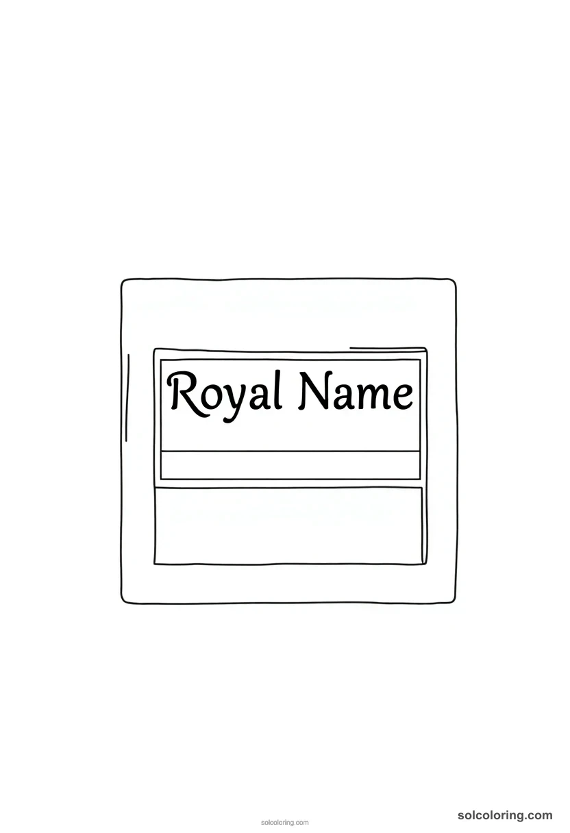 Simple Cartouche with Royal Name simple coloring page for kids