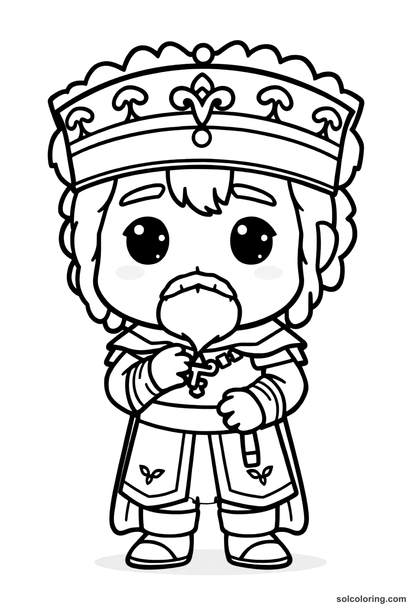 Chibi Casimir the Great of Poland coloring page, free printable chibi style