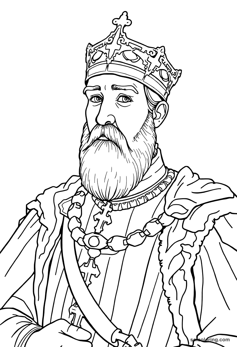 Casimir the Great of Poland coloring page, free printable detailed style
