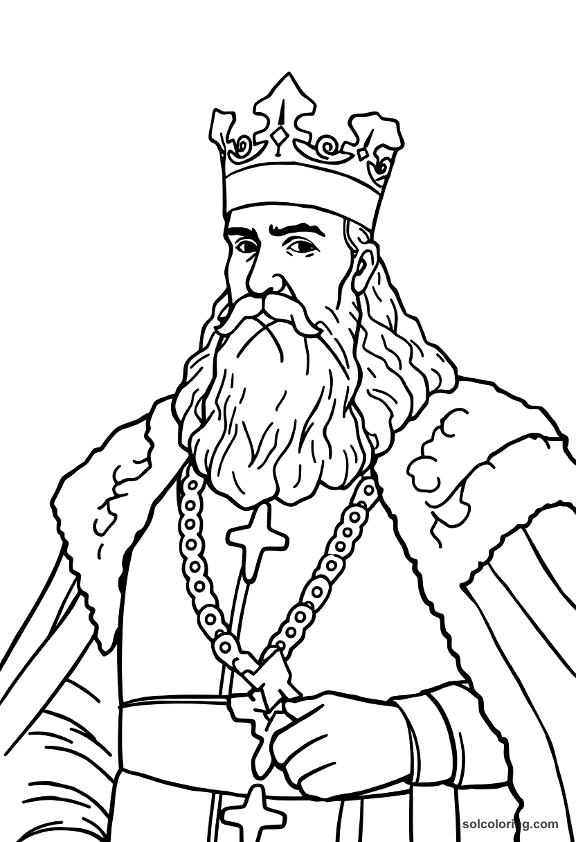 Simple Casimir the Great of Poland coloring page, free printable simple style