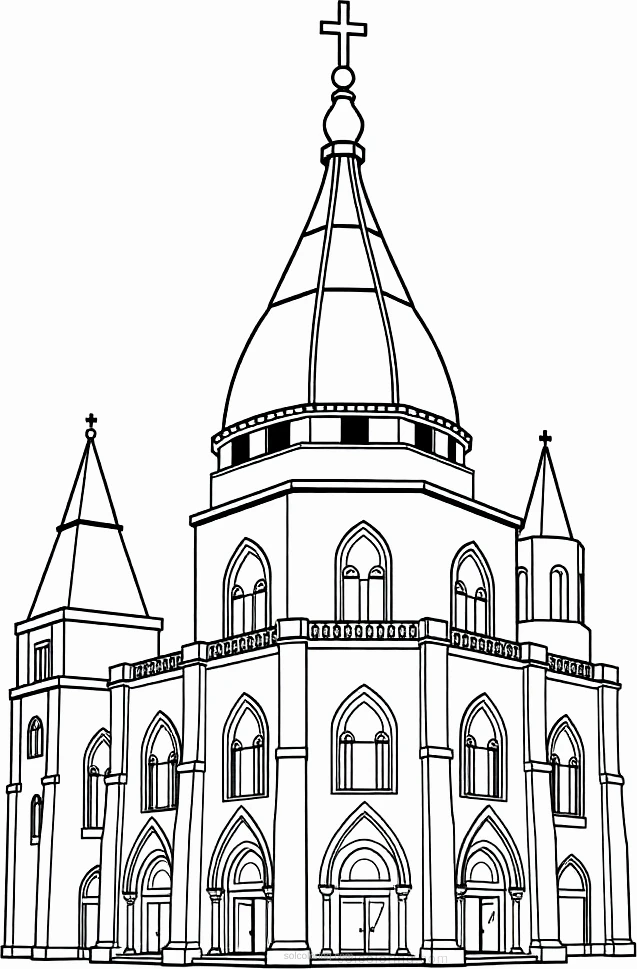 Cathedral At Different Times coloring page for kids