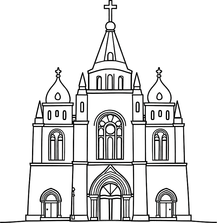 Cathedral At Different Times coloring page for kids