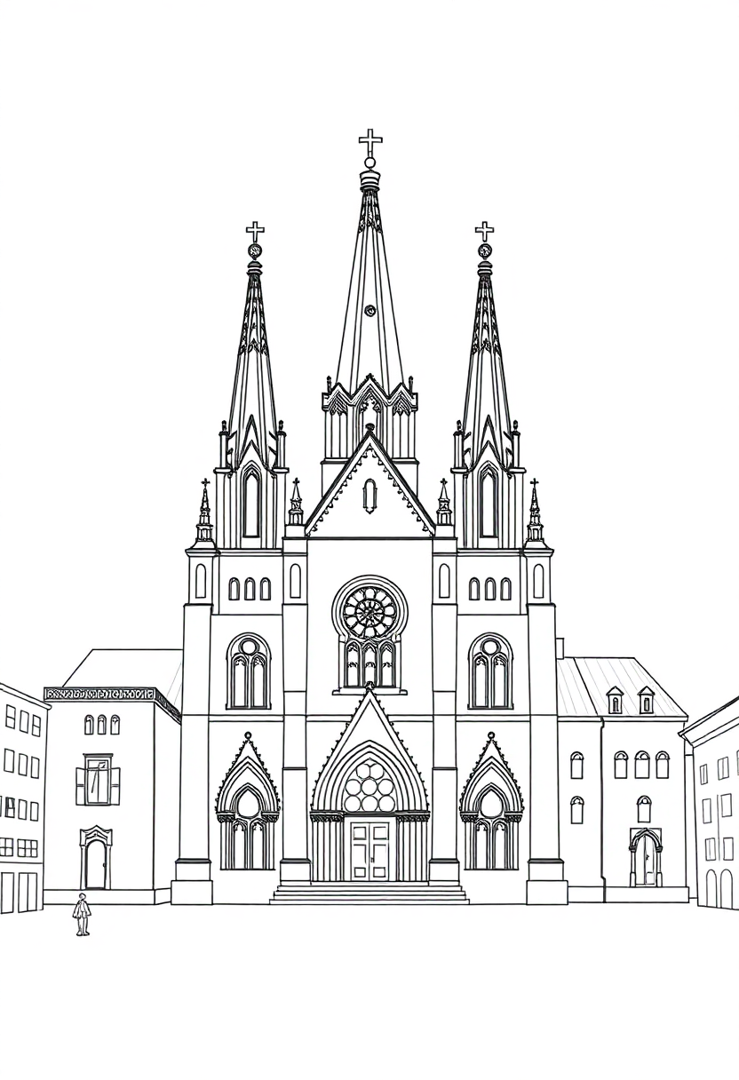 Cathedral At Different Times coloring pages