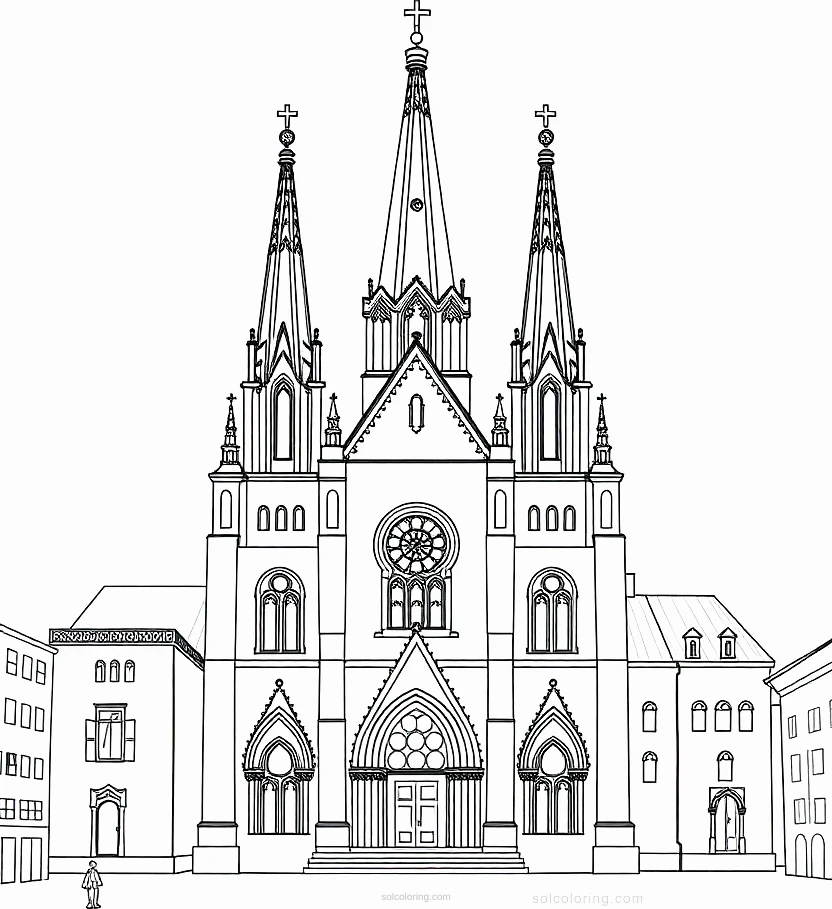 Cathedral At Different Times coloring page for kids